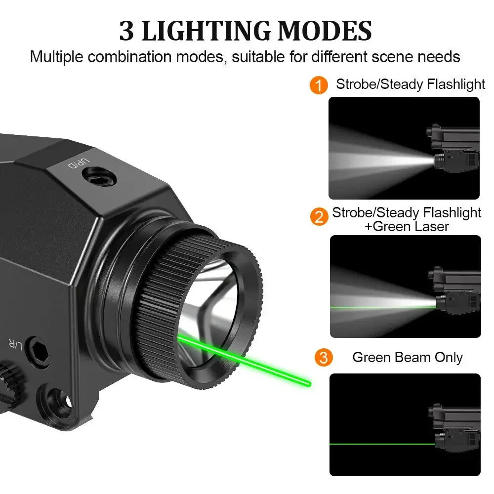 1000LM Tactical LED Flashlight Combo Red/Green/Blue/Purple Dot La-ser Sight Pistol Gun Light for Glock 17 19 / 20mm Rail Hunting