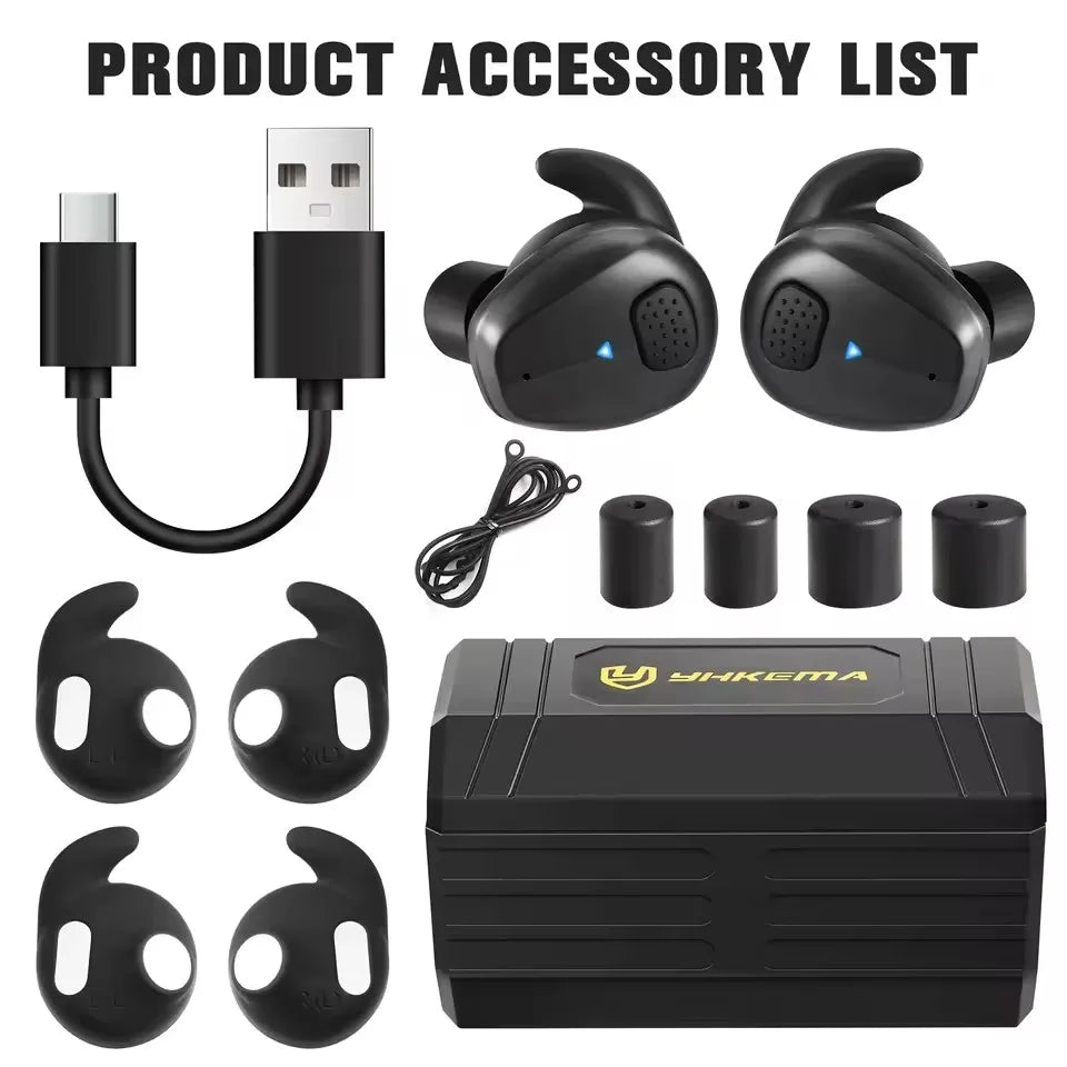 YHKEMA Tactical Shooting Bluetooth Headset, 5.3 Bluetooth Connection Hunting Shooting Hearing Protection Electronic Earplugs