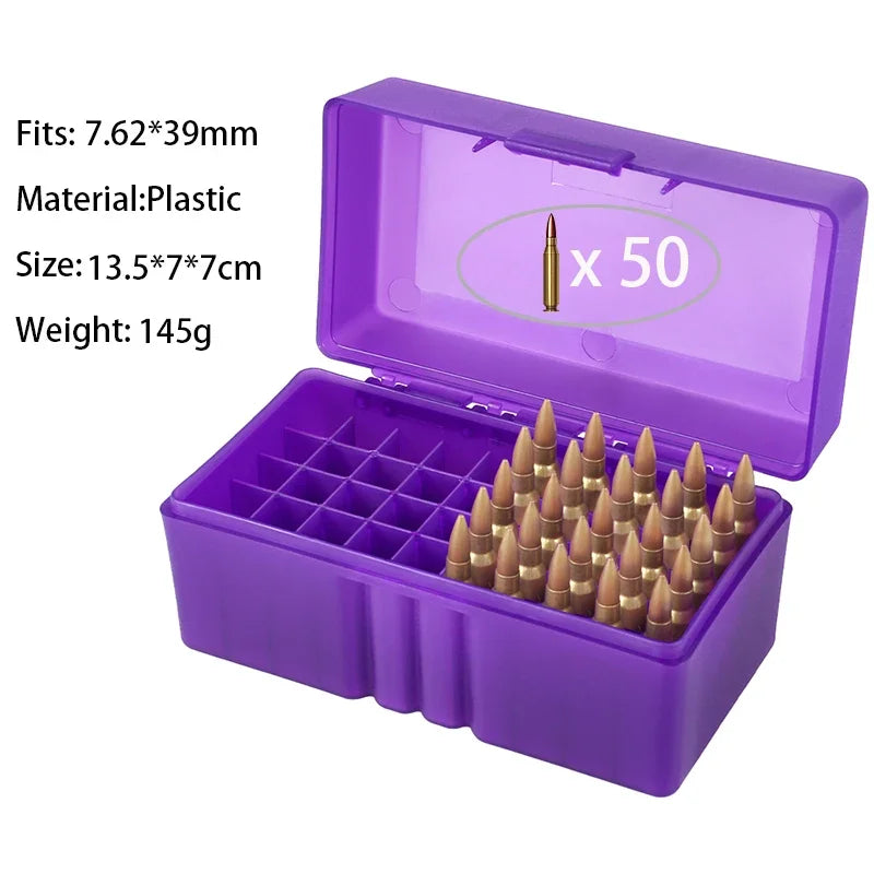 Ammo Box .223 5.56mm 7.62mm 50 Rounds Bullet Shell Holder Rifle Cartridge Storage Case Ammunition Box Hunting Acessories