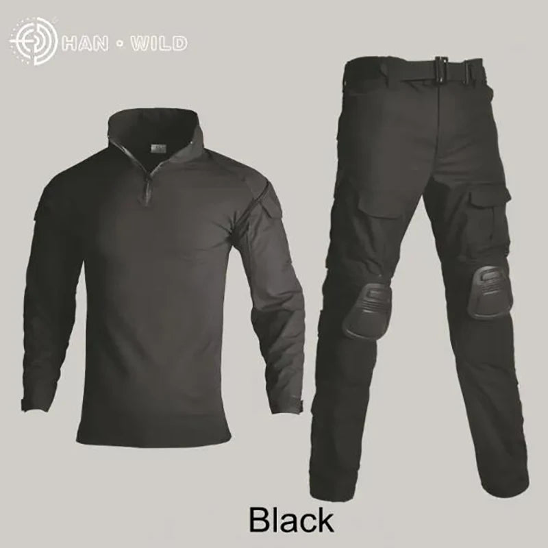 Tactical Military Combat Army Hunting Clothes with Elbow Knee Pads Uniform Outdoor Hiking Training Set Sleeve Coat Men Equipment