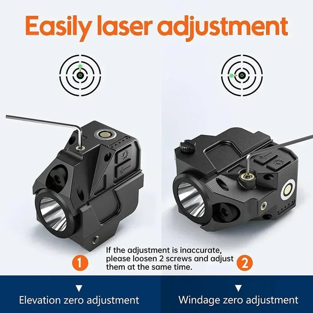 500 Lumens Tactical Pistol LED Flashlight Combo Red/Green Light Sight Rechargeable Weapon Gun Light for Outdoor Hunting Shooting