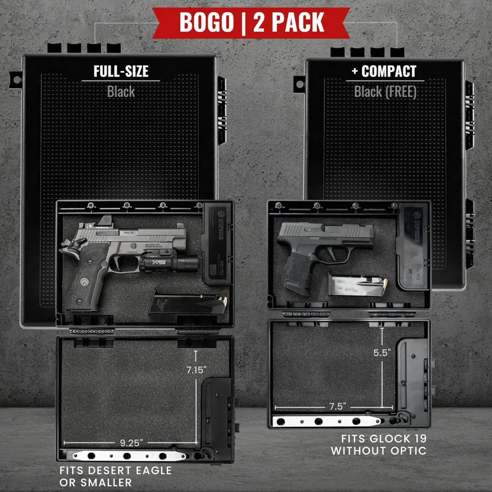 STOPBOX PRO Gun Safe Alternative for Handgun Storage, Instant Access Portable Security Lock Box Gun Case, Lock Box for Car or Tr