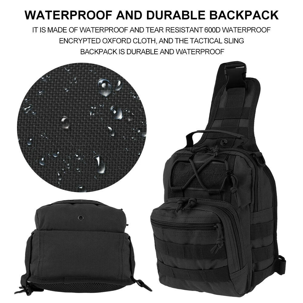 Mens Backpack Tactical Sling Shoulder Bag Molle Travel Chest Pack