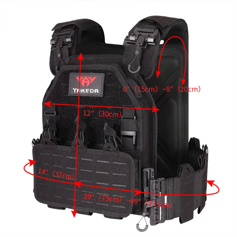 YAKEDA Tactical Vest Outdoor Hunting Plate Carrier Protective Adjustable Vest Carrier Combat Equipment