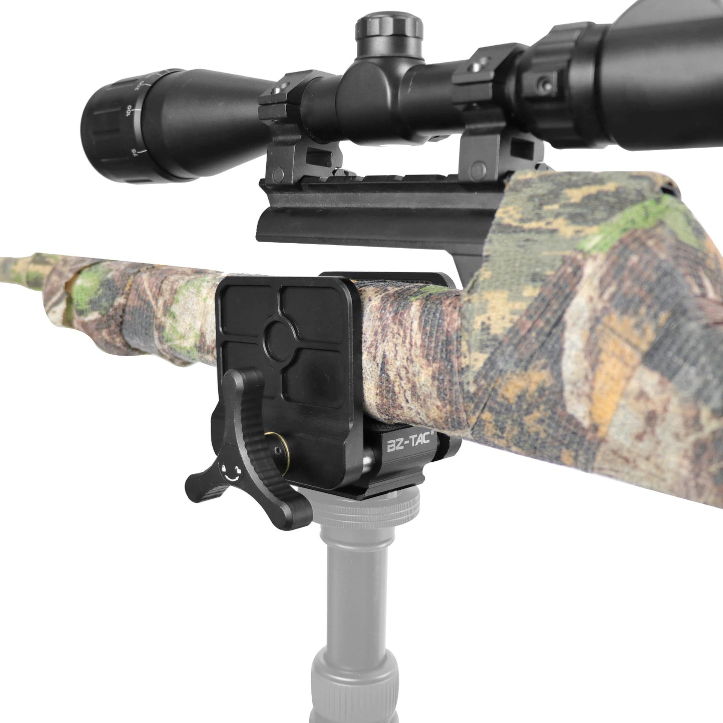 Rifle Clamp Mount Shooting Rest Tripod Aluminum Telescope Shooting Stick Mount Head with Arca Swiss for Shooting Practice