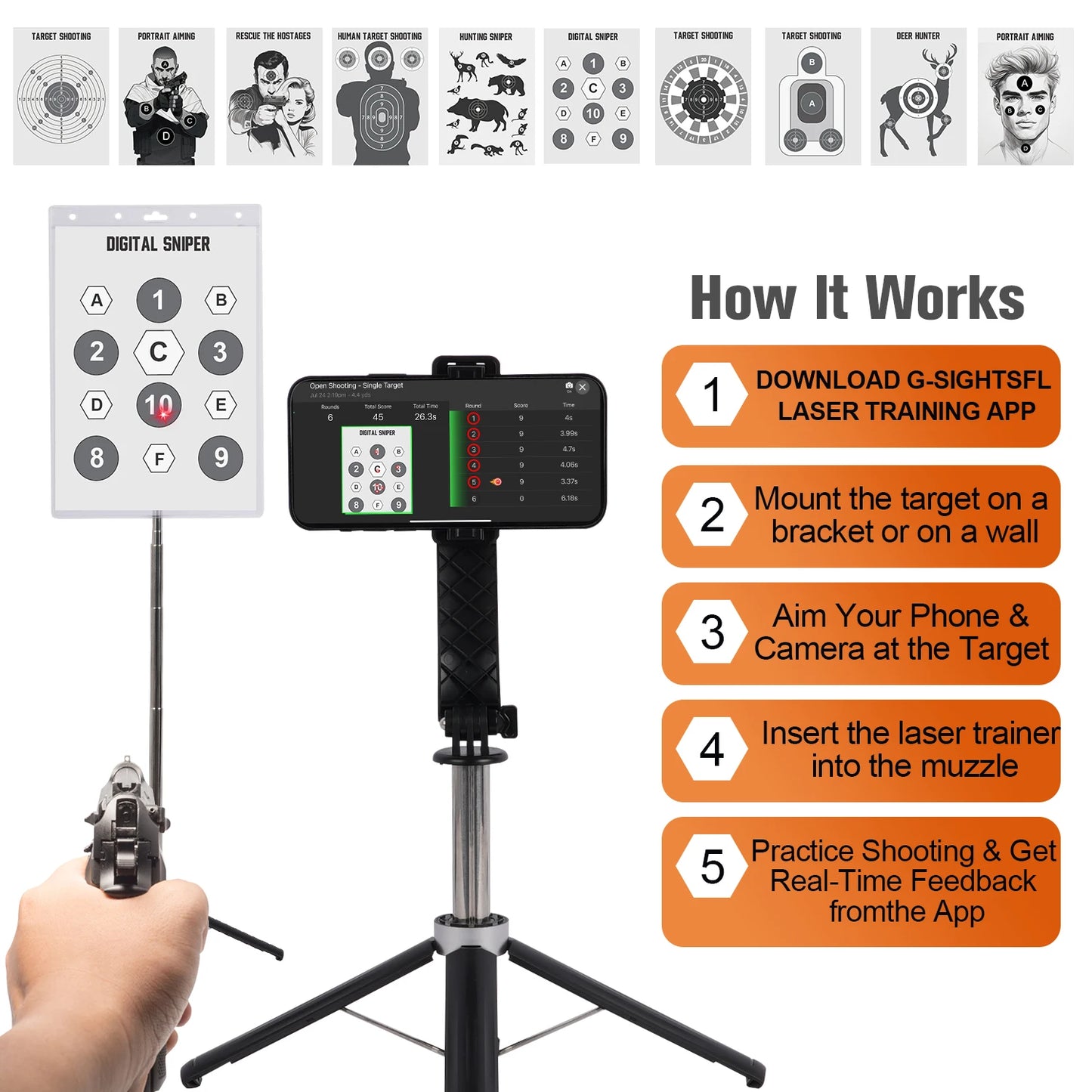 380ACP Trainer with Mobile Phone Stand Target Paper Professional Electronic Target Stand