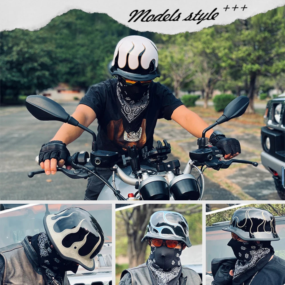 DOT Approved Motorcycle Helmet ABS Material Retro Moto Helmet Capacete De Moto Half Helmet Equipment German Tactical Vintage