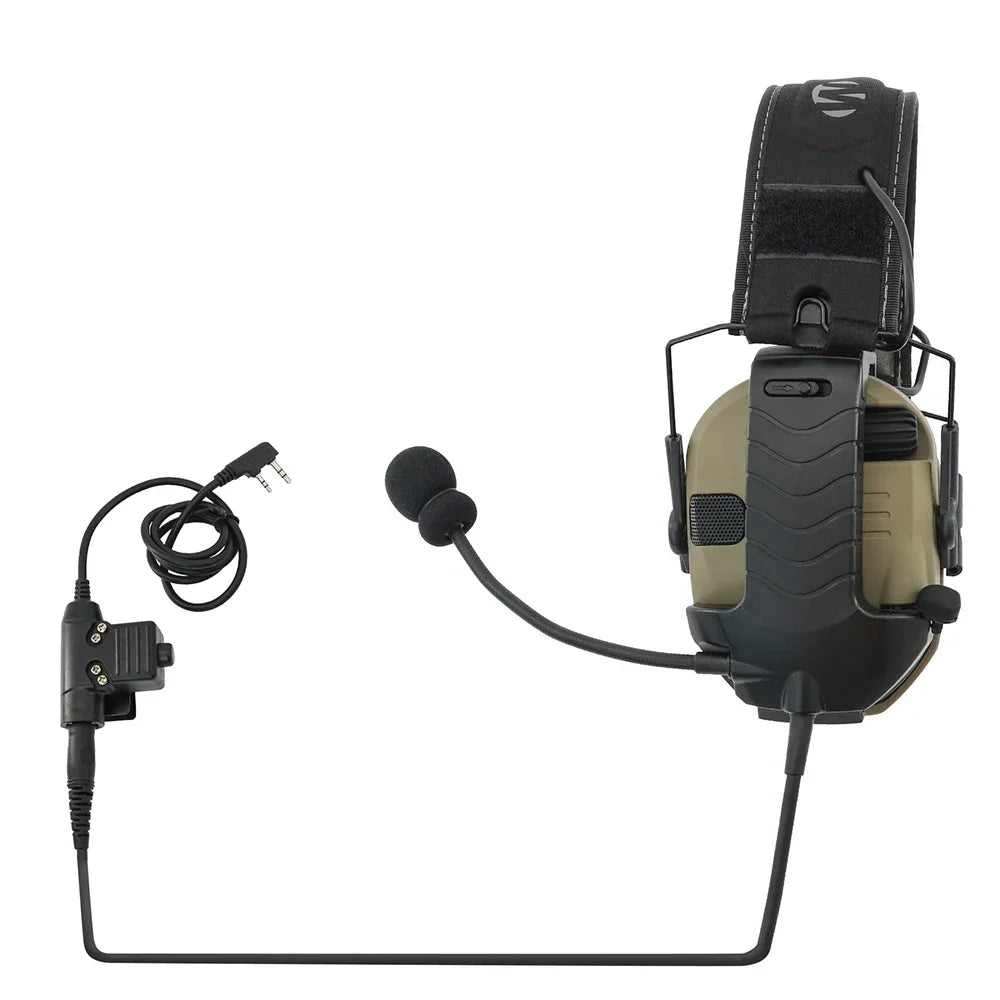 Tactical hearing protection headset adapter compatible with Walker's Razor Electronic Earmuff Includes microphone kit and U94PTT