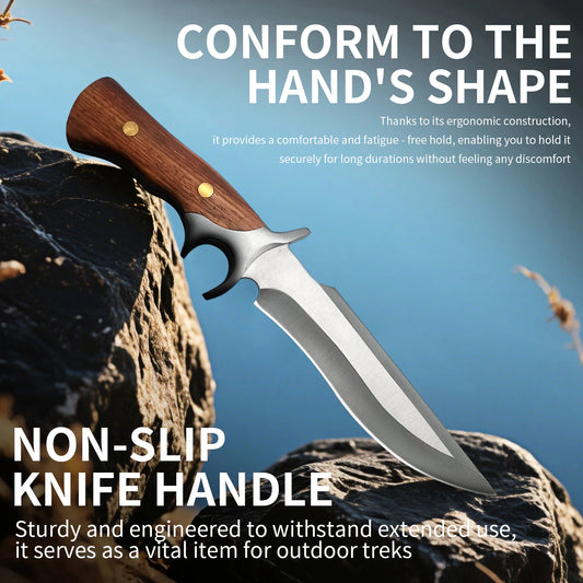 Tactical fixed blade knife, equipped with a sheath. It is a sharp military survival knife, suitable for outdoor activities such