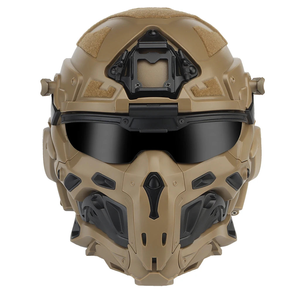 Tactical Airsoft Helmet Built-in Headset Anti-fog Fan Assault Helmet Removable Mask Paintball Airsoft Equipment Protect Helmet