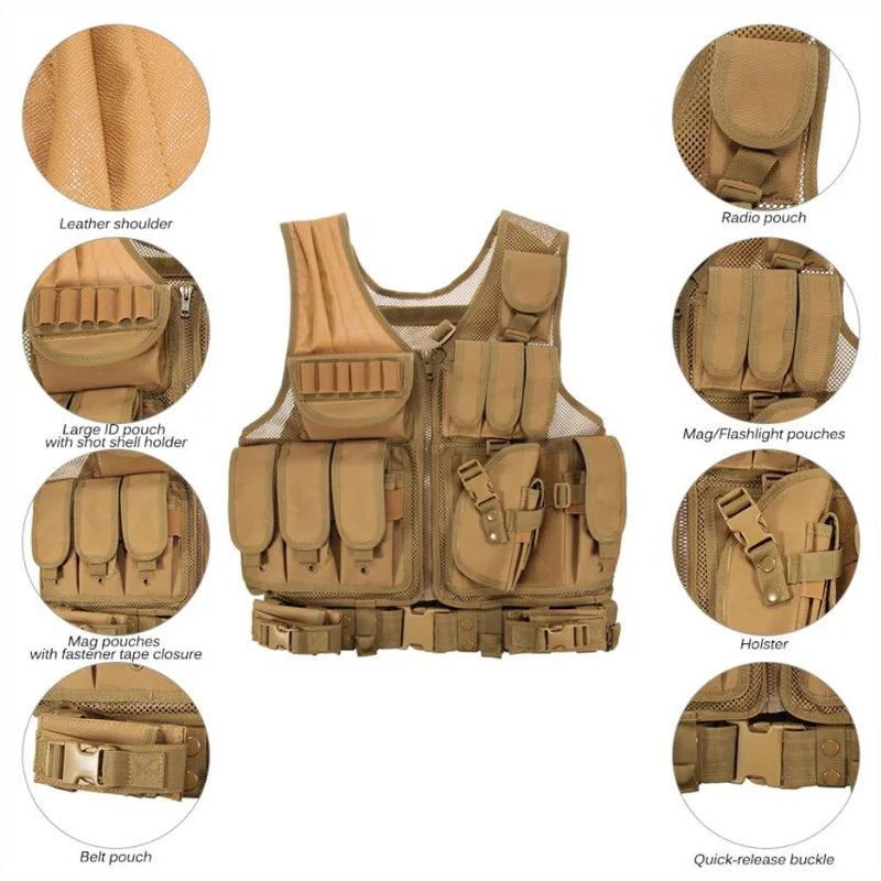 Military Equipment Tactical Vest, Police Training, Combat Body Armor, Army Paintball, Hunting, Airsoft, Molle Protective Vests
