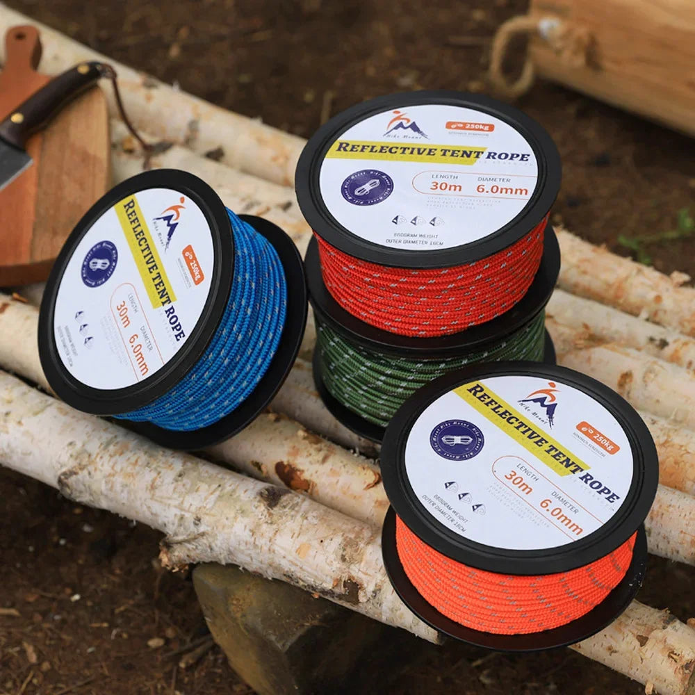 30 Meter Parachute and 6mm Tactical Parachute Rope Camping Camp Accessories DIY Woven Rope Outdoor Survival Equipment