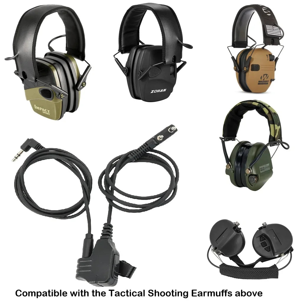Tactical Electronic Shooting Earmuffs Outdoor Hearing Protection Hunting Headset Adapter Compatible Baofeng Walkie Talkie