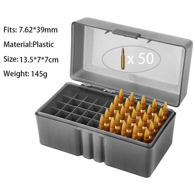 Ammo Box .223 5.56mm 7.62mm 50 Rounds Bullet Shell Holder Rifle Cartridge Storage Case Ammunition Box Hunting Acessories