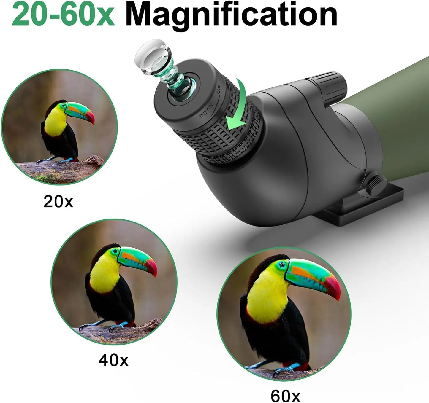Updated 20-60x80 Spotting Scopes with Tripod, Carrying Bag and Quick Phone Holder - BAK4 High Definition Waterproof Spotte