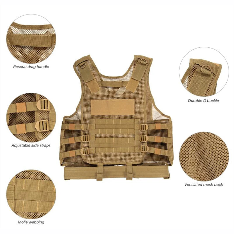 Military Equipment Tactical Vest, Police Training, Combat Body Armor, Army Paintball, Hunting, Airsoft, Molle Protective Vests