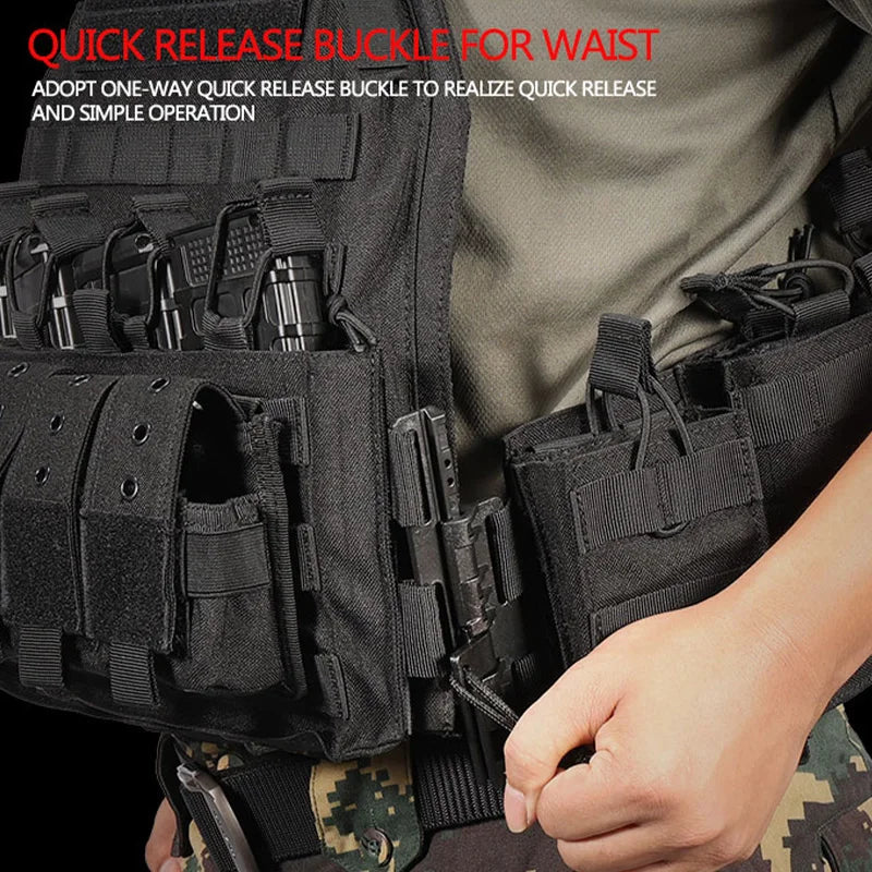 YAKEDA Quick Release Tactical Vest 1000D Polyester Breathable CS Combat Hunting Vest Molle Outdoor Chest Rig Equipment