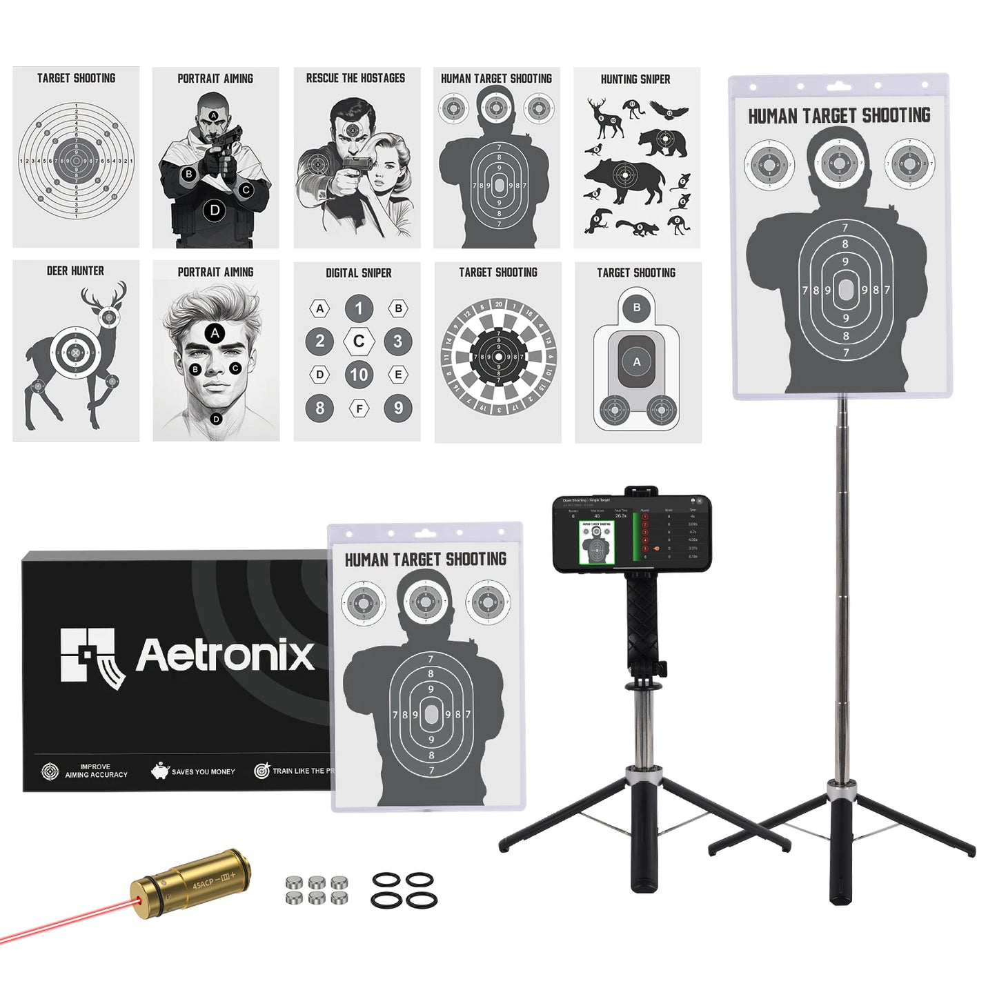 380ACP Trainer with Mobile Phone Stand Target Paper Professional Electronic Target Stand