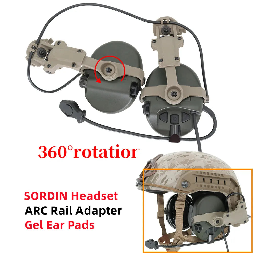 Tactical Helmet ARC Rail Adapter MSASORDIN Headset Anti-noise Hearing Protection Headset Hunting Sport Shooting Earmuff