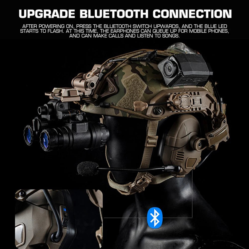 Tactical Bluetooth Headset Sound Pickup & Noise Reduction Electronic Shooting Earmuff Hunting Hearing Protection Gear