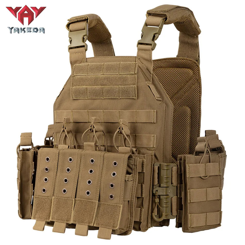 YAKEDA Quick Release Tactical Vest 1000D Polyester Breathable CS Combat Hunting Vest Molle Outdoor Chest Rig Equipment