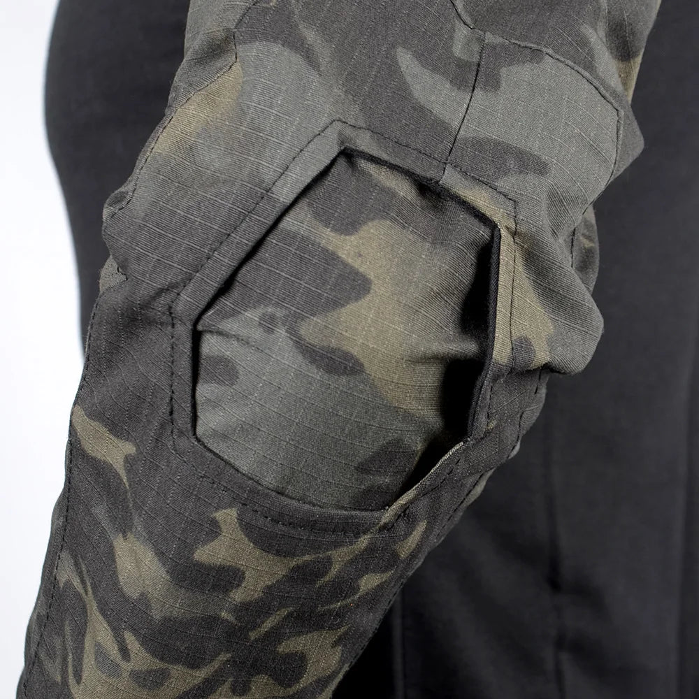 Black Multicam Camouflage Suit Tactical Shirt Combat Pants With Knee Pads Equipment  For Men Balaclava