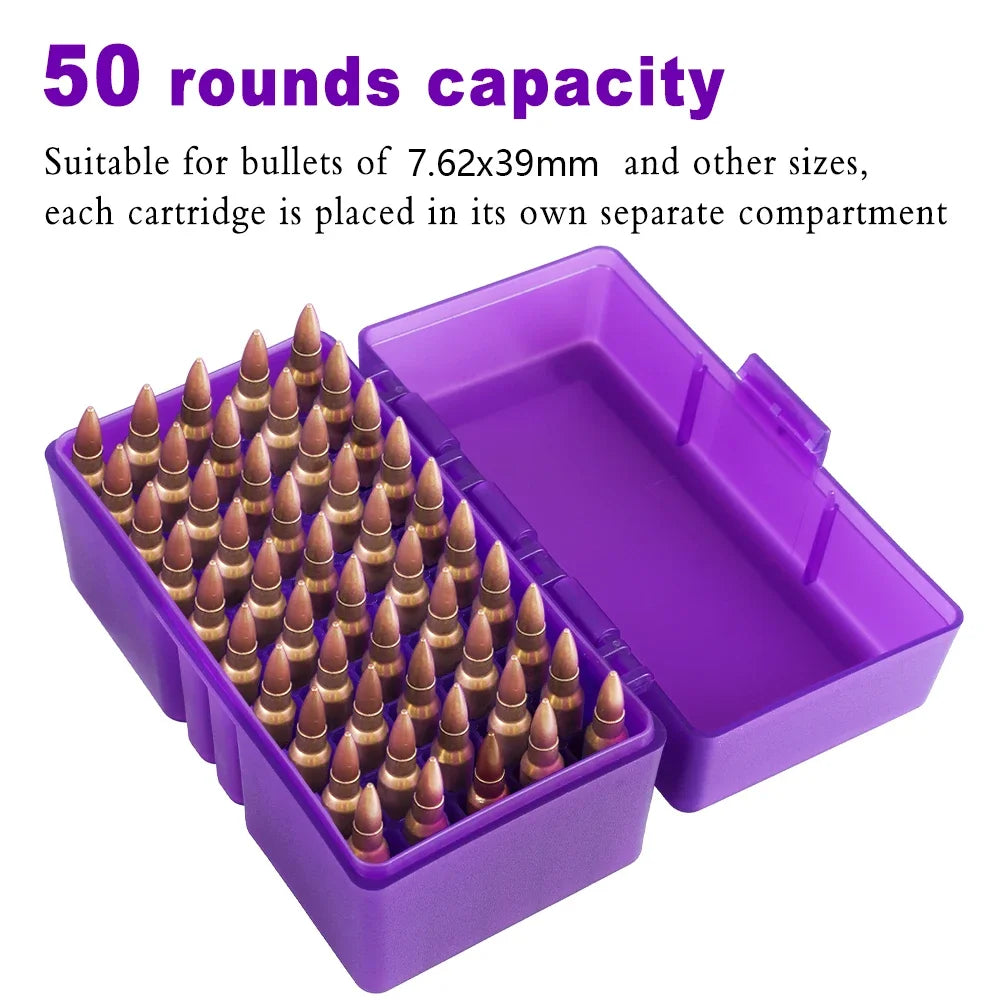 Ammo Box .223 5.56mm 7.62mm 50 Rounds Bullet Shell Holder Rifle Cartridge Storage Case Ammunition Box Hunting Acessories