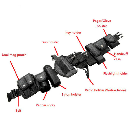 10pcs Police Tactical Trimmings Security Belts Military Training Safety Guard Belt Utility Duty Waist Support Warbelt Equipment
