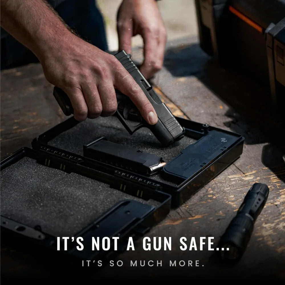 STOPBOX PRO Gun Safe Alternative for Handgun Storage, Instant Access Portable Security Lock Box Gun Case, Lock Box for Car or Tr