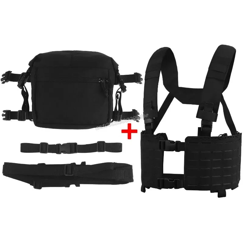 Tactical Alpha Chest Rig with Expansion Pack SS Style Load Bearing Vest (LBV) Alpha Expander Kit Pouch 34A Split MOLLE Equipment