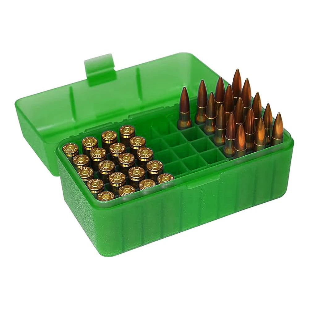 9mm Tactical Ammo Box 50/100 Rounds Shotgun Bullet Shell Holder Box Portable Rifle Cartridge Storage Case Flip-Top Bullets Can