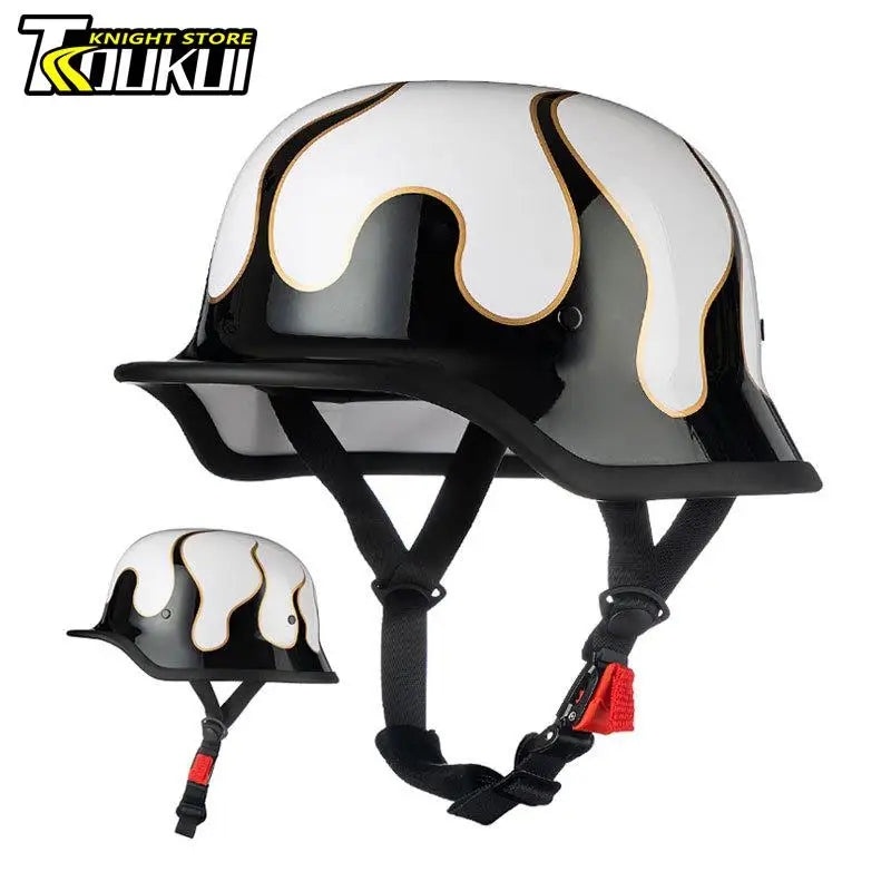 DOT Approved Motorcycle Helmet ABS Material Retro Moto Helmet Capacete De Moto Half Helmet Equipment German Tactical Vintage