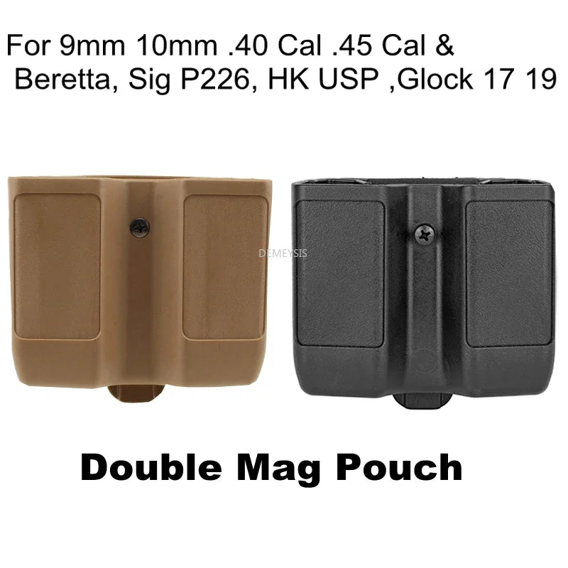 Tactical Double Mag Pouches for Beretta M9 92 Glock 17 19 Dual Magazine Pouch for 9mm Bullet Magazines Case