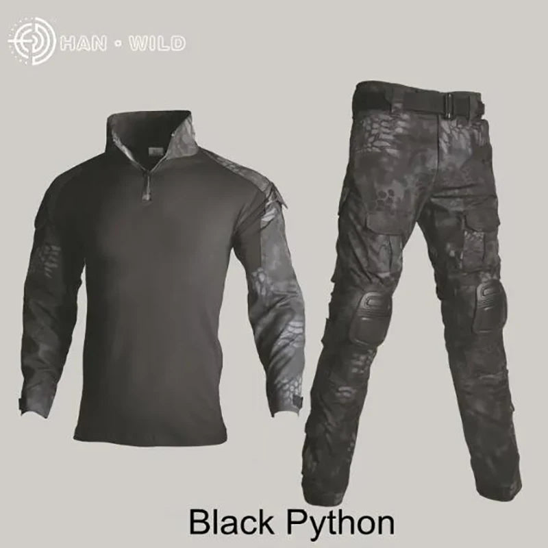 Tactical Military Combat Army Hunting Clothes with Elbow Knee Pads Uniform Outdoor Hiking Training Set Sleeve Coat Men Equipment