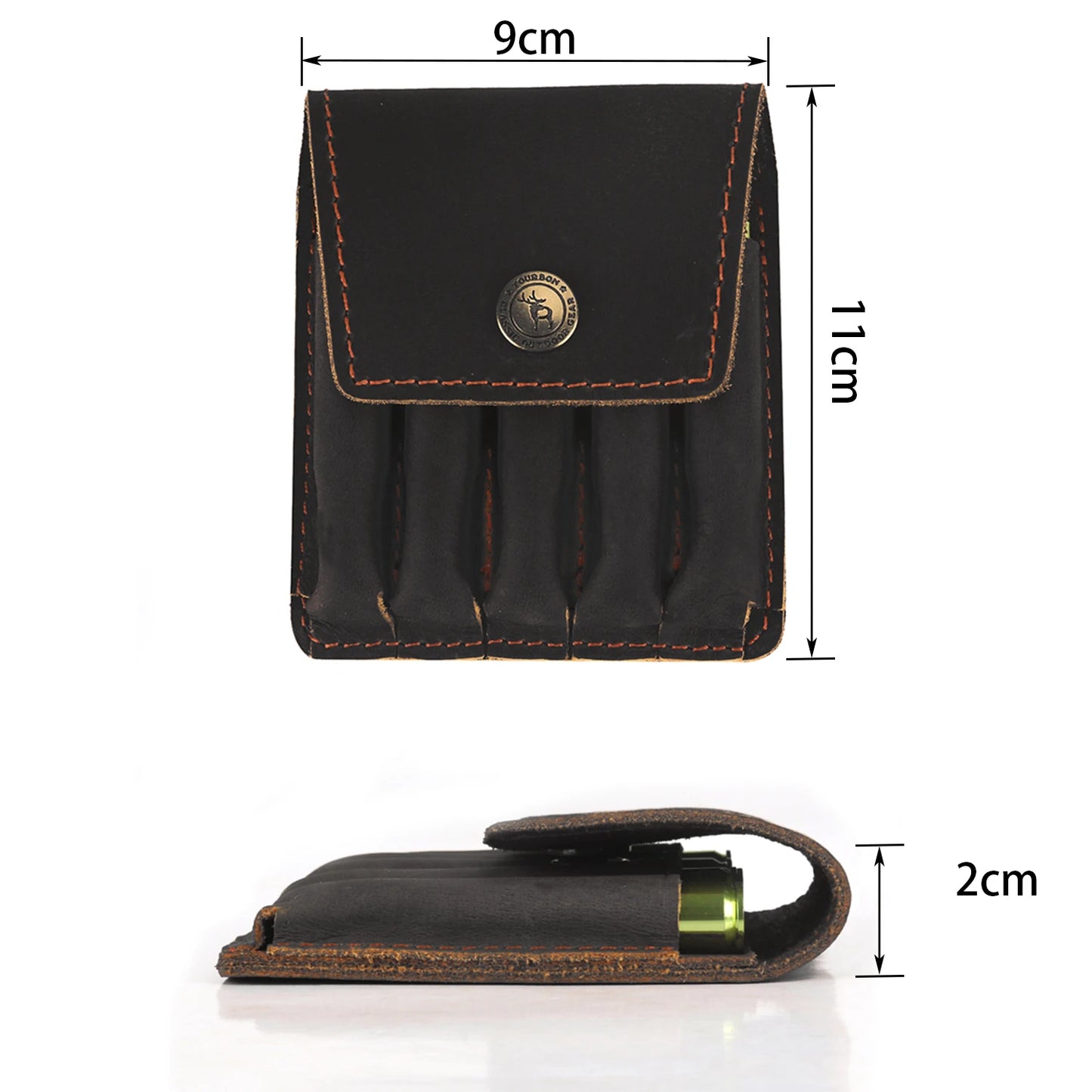 Tourbon Hunting Rifle Cartridges Ammo Holder Shells Pouch 5 Bullet Rounds Top Grain Leather Wallet Carrier Gun Accessories