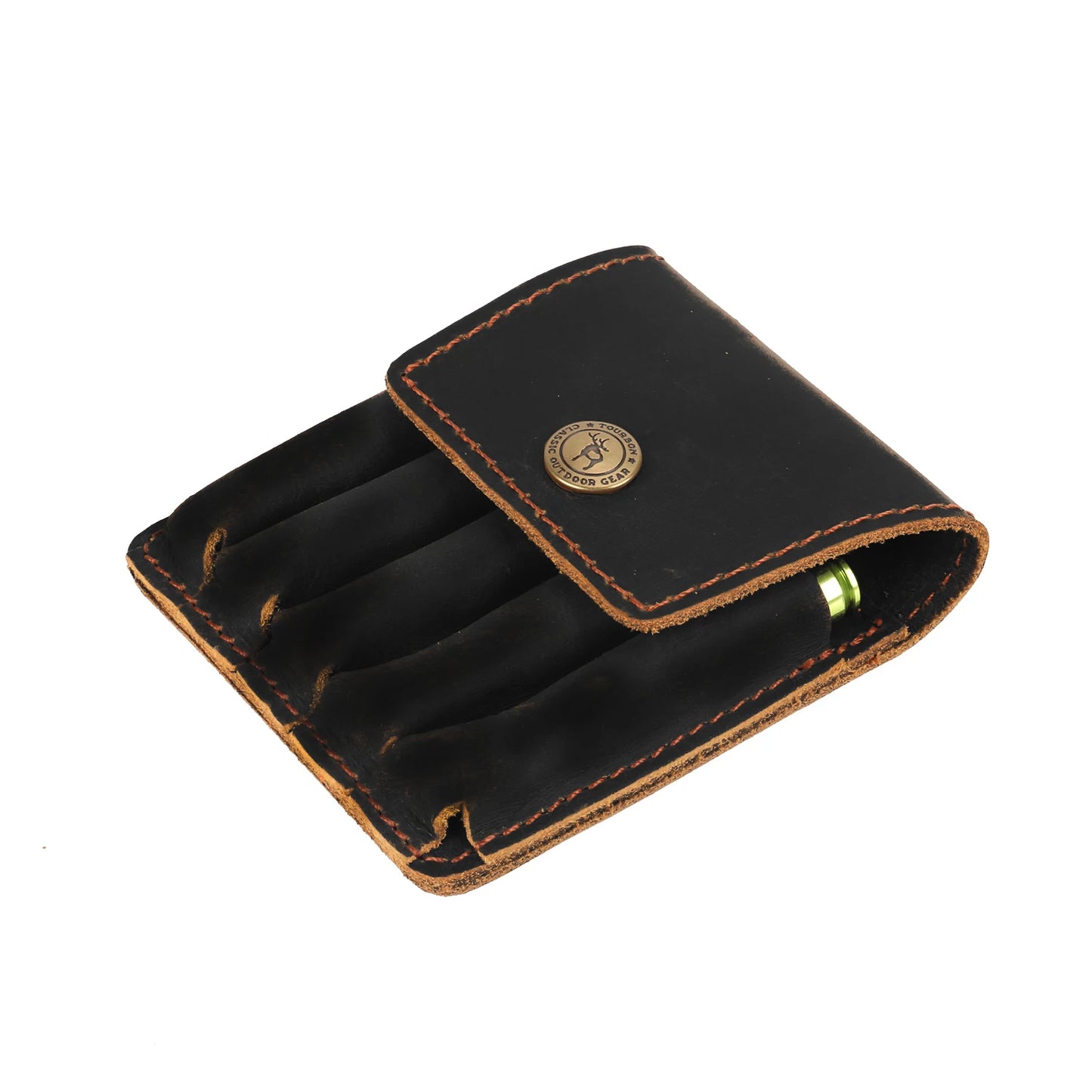 Tourbon Hunting Rifle Cartridges Ammo Holder Shells Pouch 5 Bullet Rounds Top Grain Leather Wallet Carrier Gun Accessories