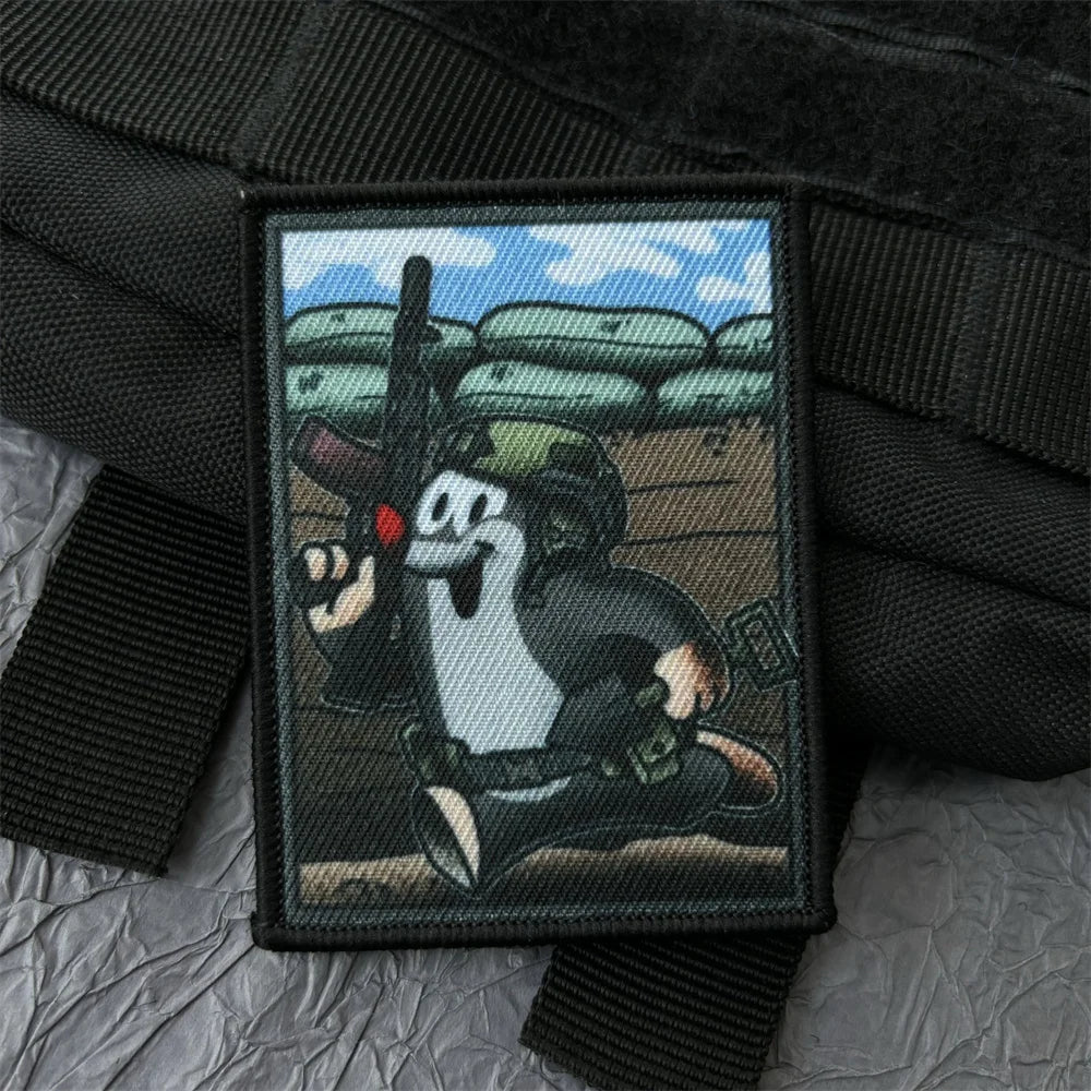 “Combat” Military Patch for Clothing Mole Krtek Operator Morale Badge Tactical Equipment Hook and Loop Patches Backpack