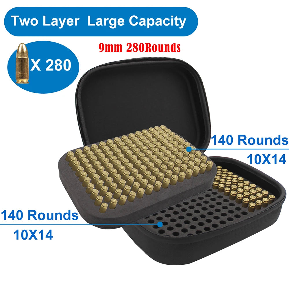 .223/5.56 9mm 12GA .22LR Box Ammo Pouch Outdoor Ammunition Box Bullet Holder Bag Cartridge Storage Case for Hunting Shooting
