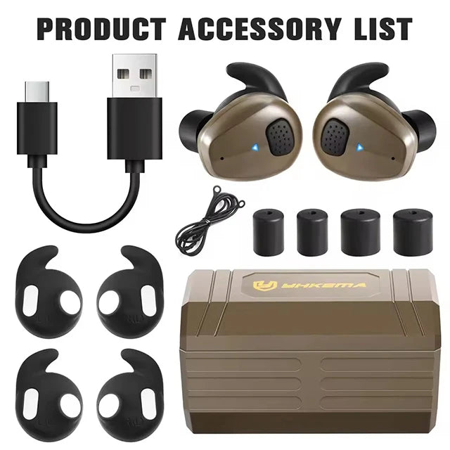 YHKEMA Tactical Shooting Bluetooth Headset, 5.3 Bluetooth Connection Hunting Shooting Hearing Protection Electronic Earplugs