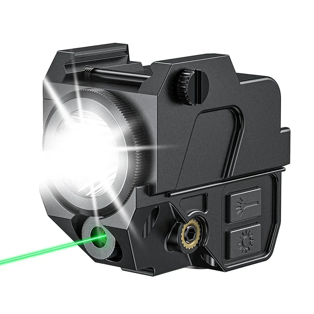 500 Lumens Tactical Pistol LED Flashlight Combo Red/Green Light Sight Rechargeable Weapon Gun Light for Outdoor Hunting Shooting
