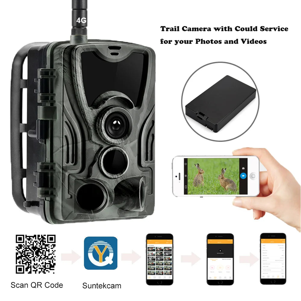 4G APP Control Trail Hunting Camera HC801PlusLI Cloud Service Photo Traps Wild Cameras 5000Mah Lithium Battery  Surveillance
