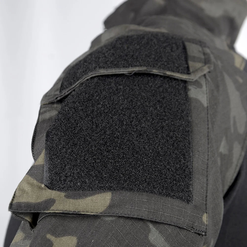 Black Multicam Camouflage Suit Tactical Shirt Combat Pants With Knee Pads Equipment  For Men Balaclava