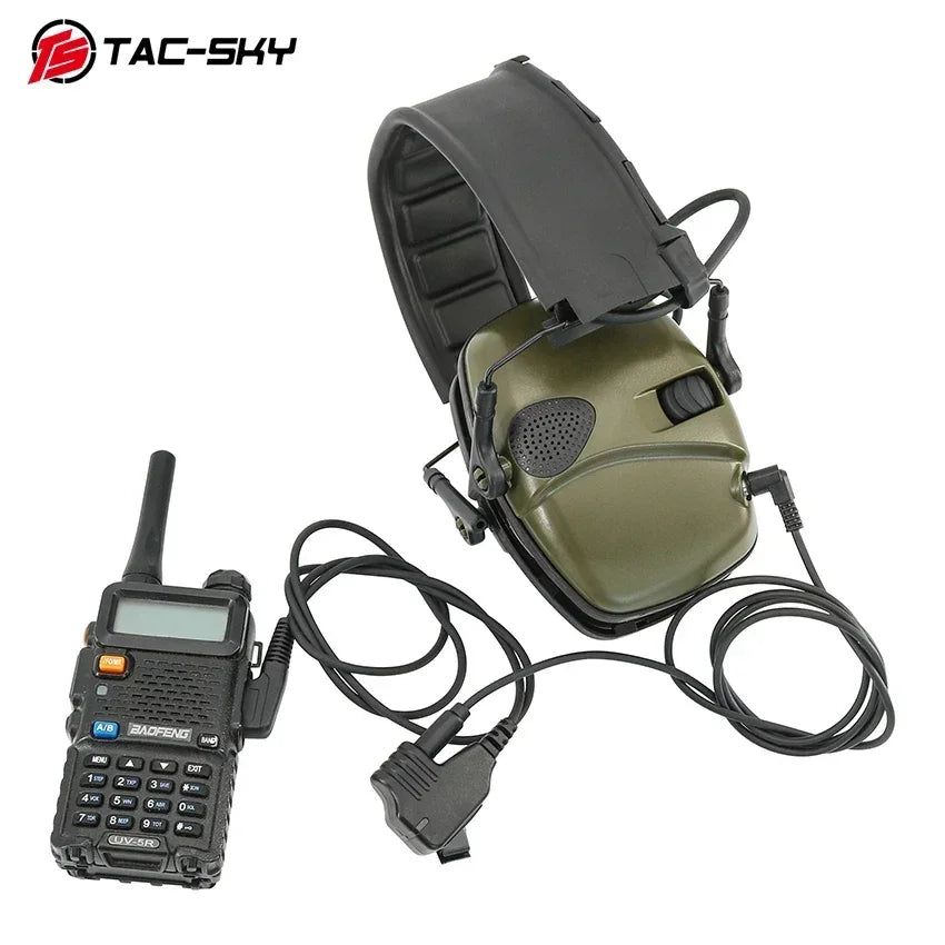Tactical Electronic Shooting Earmuffs Outdoor Hearing Protection Hunting Headset Adapter Compatible Baofeng Walkie Talkie