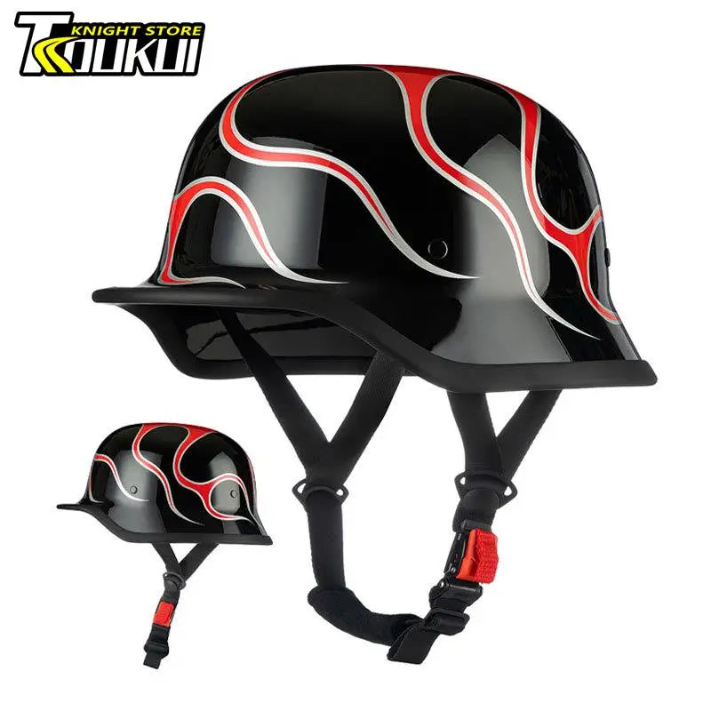 DOT Approved Motorcycle Helmet ABS Material Retro Moto Helmet Capacete De Moto Half Helmet Equipment German Tactical Vintage