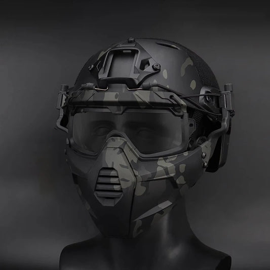 CS Outdoor Equipment Split Detachable Windshield Eyewear with FAST Helmet Tactical Full Face Protection Military Mask Halloween