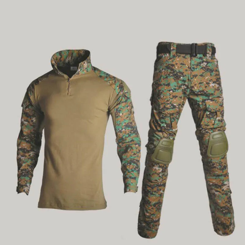 Tactical Military Combat Army Hunting Clothes with Elbow Knee Pads Uniform Outdoor Hiking Training Set Sleeve Coat Men Equipment