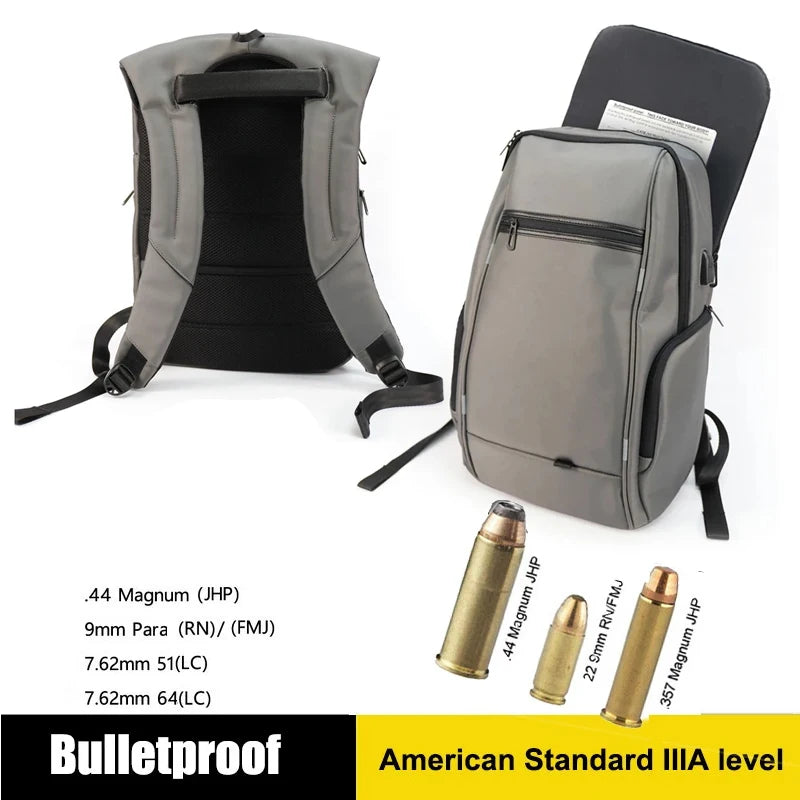 Military Tactical Self-Defense Bulletproof Backpack Waterproof Wear-Resistant NIJ IIIA.44 FBI SWAT Safety Protective Equipment