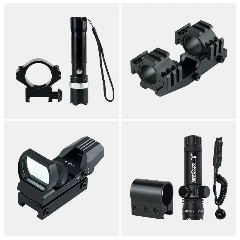 6-24x50 AOEG Scope Red Green Crosshair Optics Rangefinder with Holographic 4 Reticle Sight Red Dot Laser Combo Outdoor Hunting
