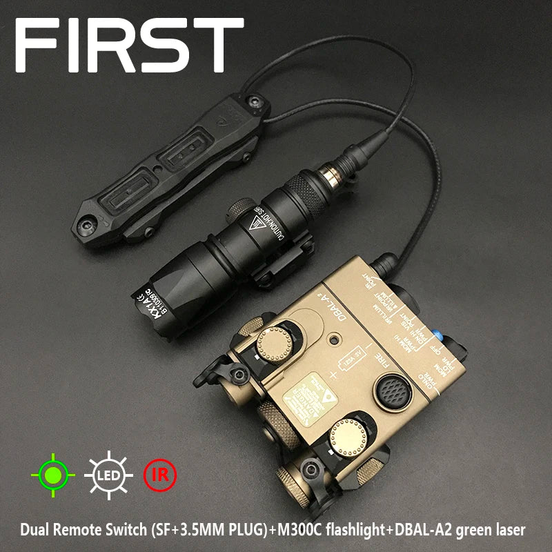 Tacital M300C Flashlight Hunting Weapon Light Sotac All Metal DBAL-A2 Red Dot Green IR Laser Indicator LED White Light PEQ Sight