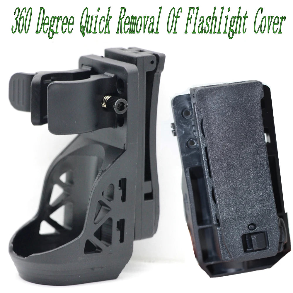 Flashlight Holster Belt with Lever Side Lock System Swivel Flashlight Holder Fits 1 "-1.55"  Equipment Tactical